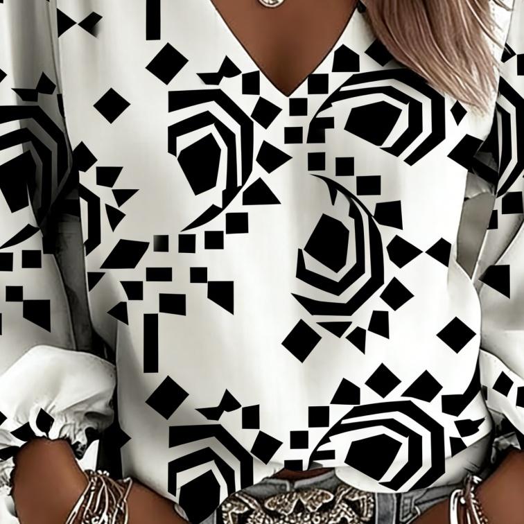 Ladies' loose printed shirt, perfect gift for festivals, fashionable women's clothing, suitable for outdoor gatherings