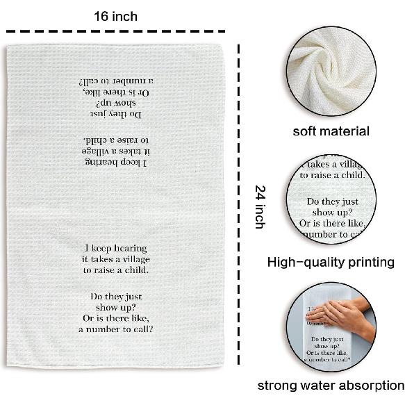 Funny Kitchen Towels - Funny Dish Towels & Tea Towels for Kitchen, I Keep Hearing It Takes A Village to Raise A Child Hand Towel, Humor Kitchen