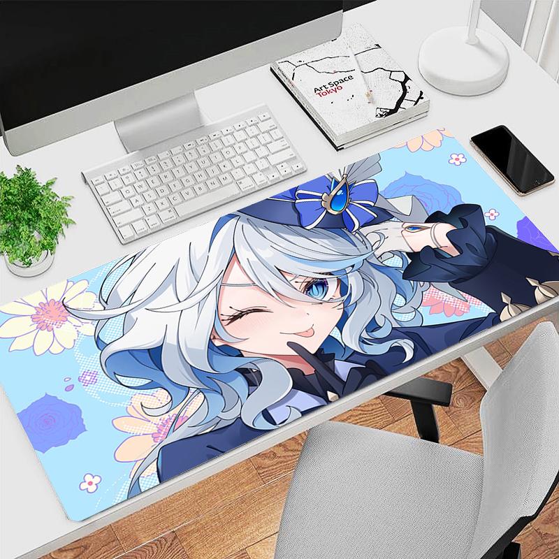 Genshin Impact Furina Anime Game Mouse Pad Kawaii Gaming Accessories Large NonSlip Keyboard Mat For Pc Laptop Office 900x400