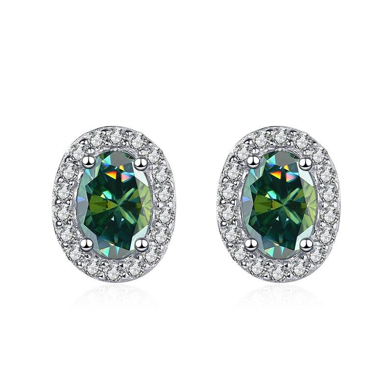 Bague Ringen Oval Cut Moissanite Diamond Stud Earring 100% 925 Silver Promise Wedding Platinum Plated Jewelry For Women Bridal