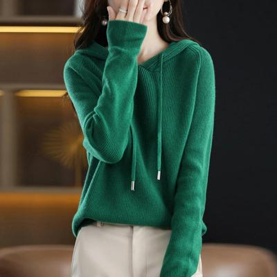 Herbst Winter Frauen Hoodie Kordelzug Einfarbig Lange Ärmel Casual Lose Fit Weiche Warme Weibliche Damen Stricken Sweatshirt Bluse Top
