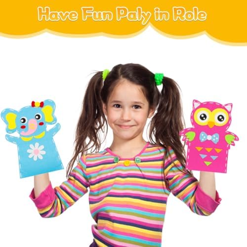 Cosysparks 4 Pack Animal Hand Puppet Sewing Kits for Kids, DIY Craft Toys, Beginner Sewing Set for Boys and Girls