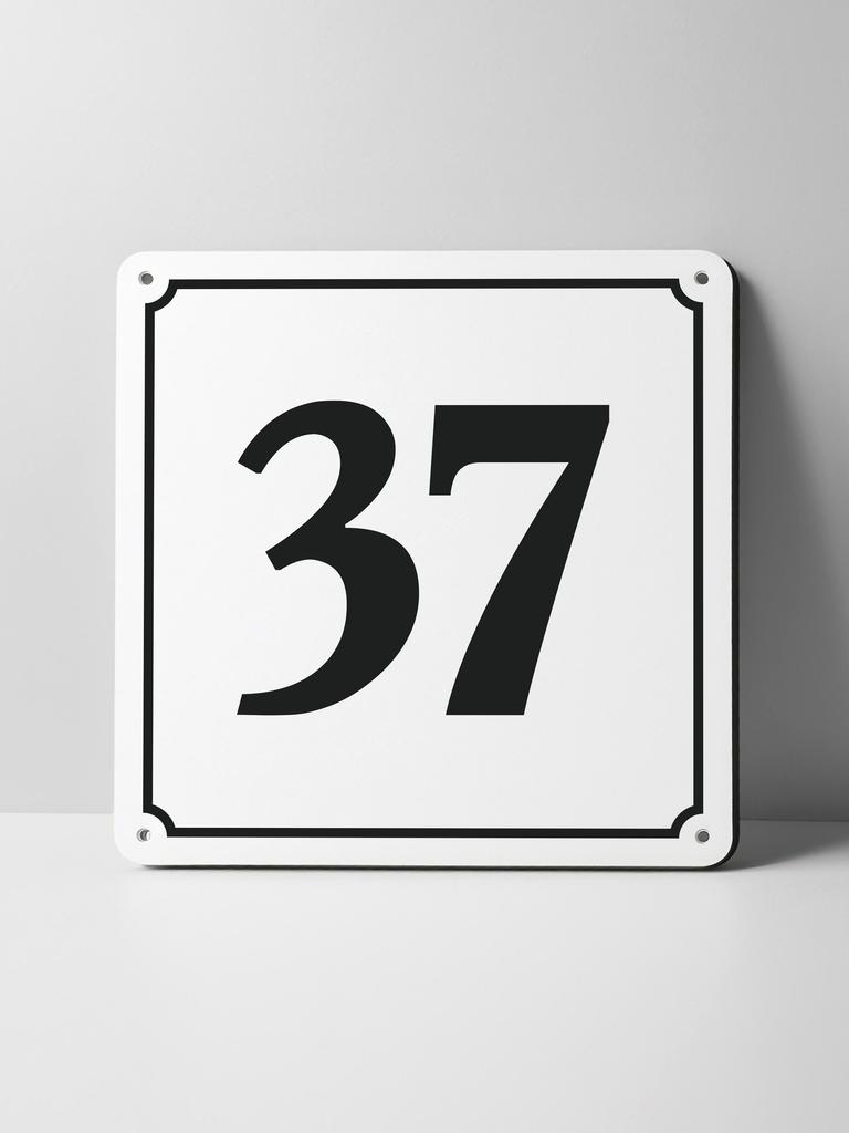Metal Sign Black House Number On White Background Outdoor Wall Art Decor