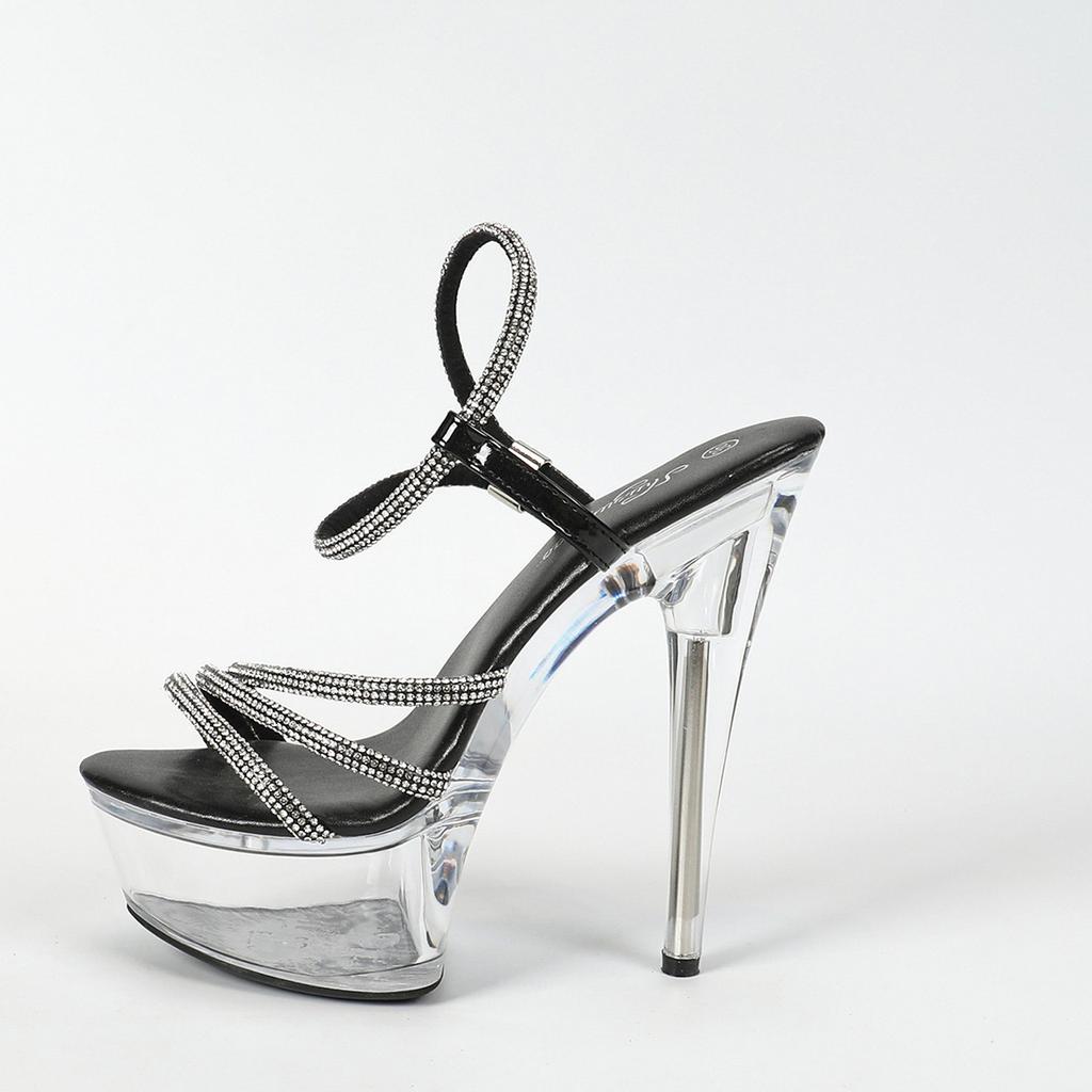 Γυναικεία Στρας Λεπτό Τακούνι Κρύσταλλο Λεπτό Τακούνι Διαφανές Κρύσταλλο Αυτοκινήτου Λουράκι Στρας Νυχτερινό Κλαμπ Ψηλοτάκουνα LFD-190-B12