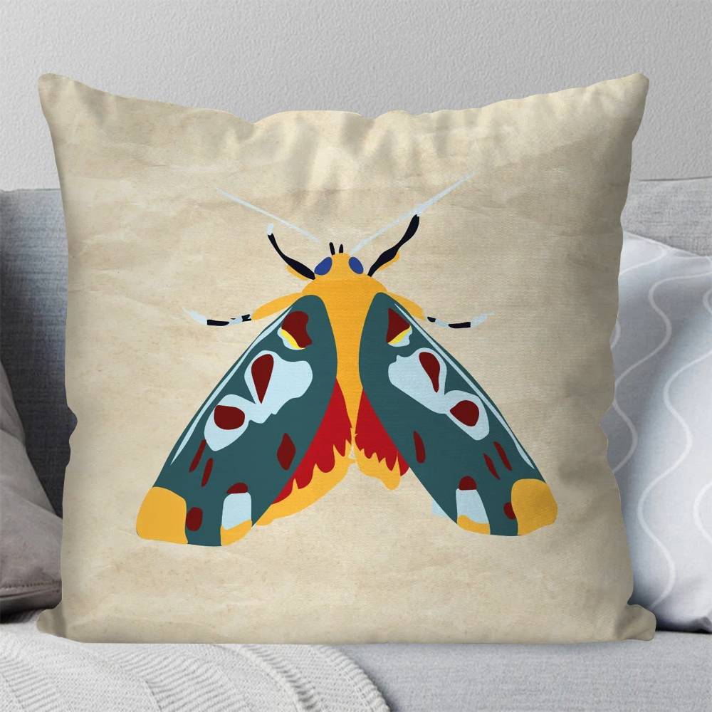 Butterfly Art Ladybug Tiger Moth Beetle Pillow Case Fashion Square Pillowcase Bedroom Sofa Room Ins Decoration Leisure
