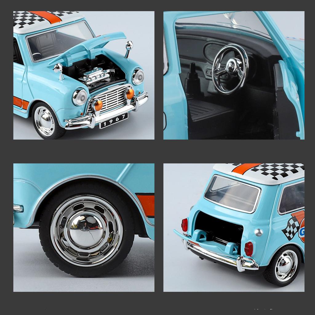 NEW 1:32 MINI COOPER 1967 Alloy Muscle Car Model Sound and Light Pull Back Children's Toy Collectibles Birthday Gift