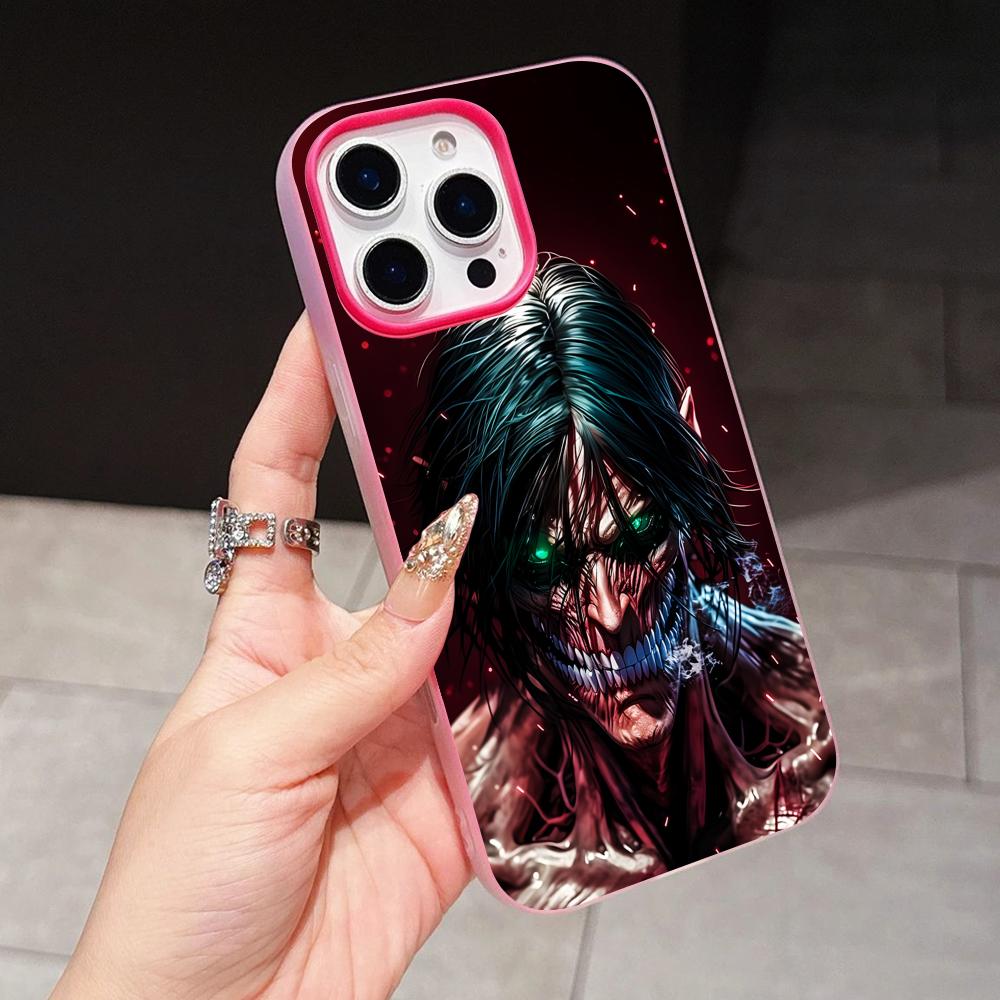 AOT Eren Yeager Jelly Double layer Rose Red Mobile Phone Case for iPhone 17 16 15 14 13 12 11 Air Pro Max Plus Protective