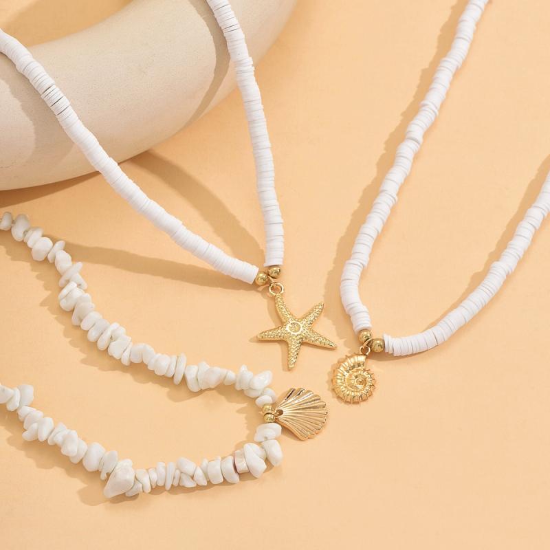 Bohemian Shell Chain Clavicle Necklace  Rice Beads Multi Layered Necklace Summer Sexy Beach Jewelry Gifts