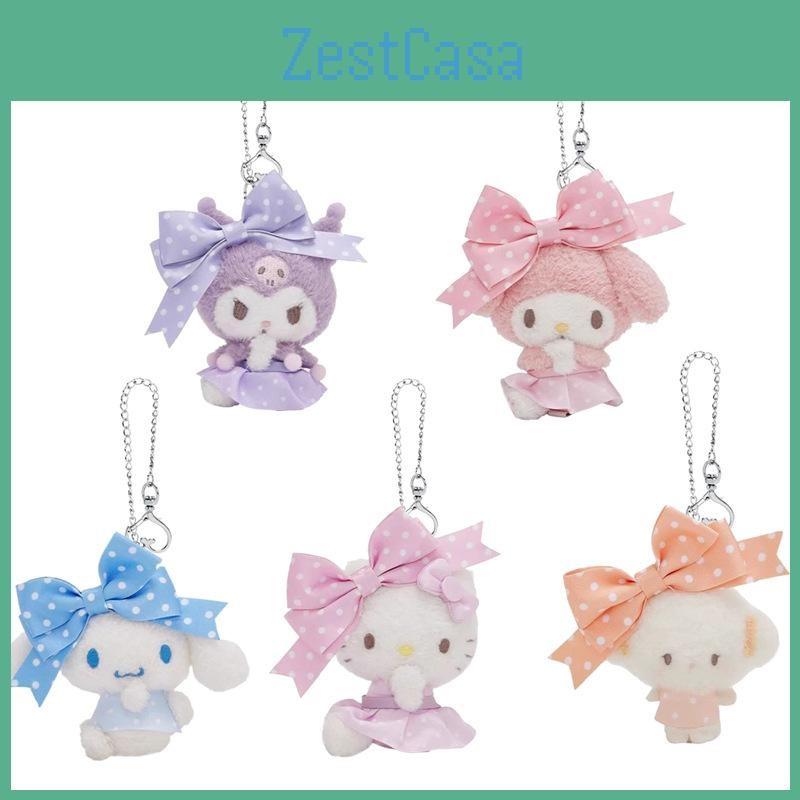 Sanrio Kuromi Melody Cinnamoroll Wave Point Bow Keychain Plush