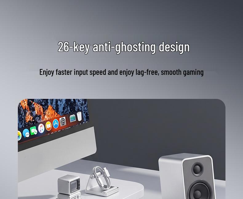 BOW Hangshi G9 Punk Retro Wired Mechanical Keyboard with Round Keycaps for Office and Desktop Computers