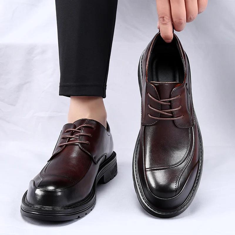 Scarpe Oxford classiche da uomo, casual, eleganti, nere, comode, alla moda, in pelle di lusso.