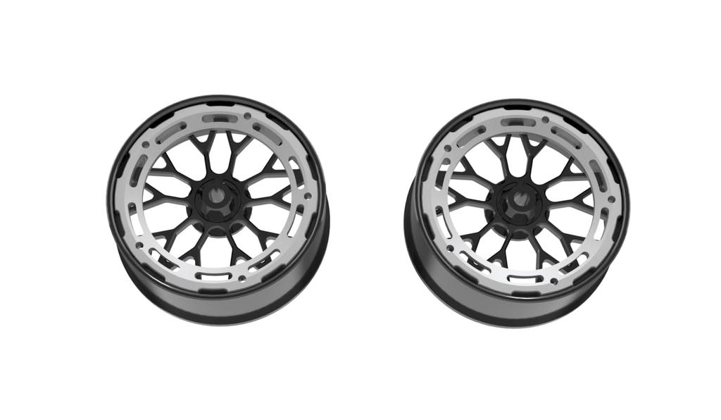 LS Studio Kyosho MRD ZERO AWD RWD RC Car Aluminum Wheels Drift Tires of AL13 22MM Edge P.D Mini-Z 1/24, 1/27, 1/28 (Set 2) LS-WH-05 (Silver N+1)