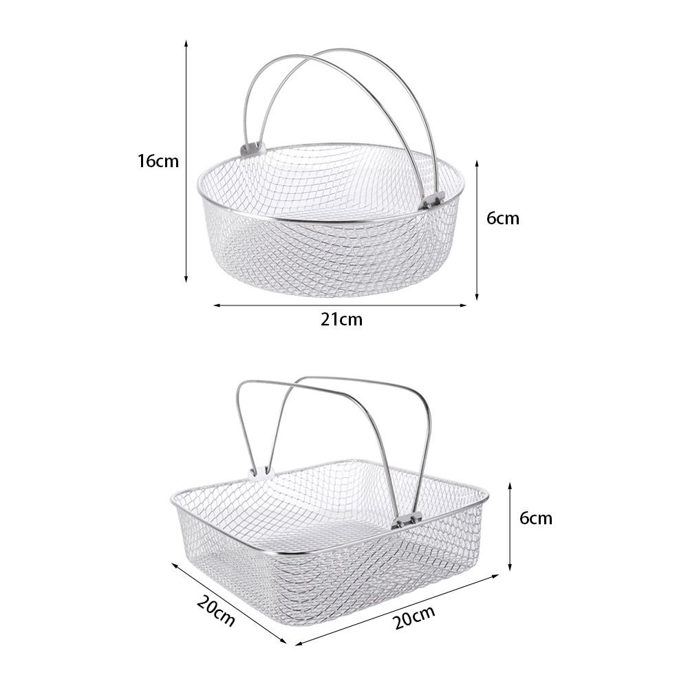 Durable Stainless Steel Air Fryer Basket Dishwasher Safe with Handles Cake Baking Tray Non-stick Portable Baking Dish Pan Fried