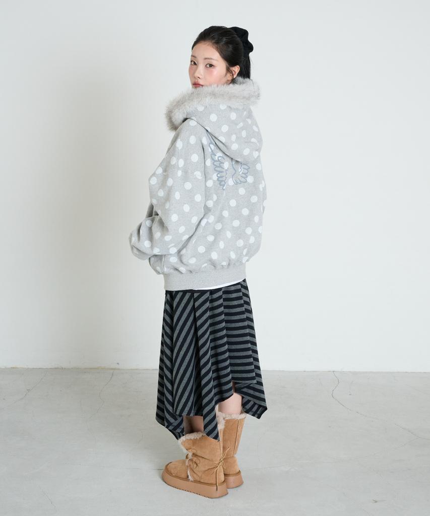 Isjabaibeu Stripe Symbol Unbalanced Skirt