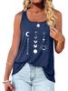 Women Fashion Printed Tank Top Summer Casual Round Neck Sleeveless Shirt