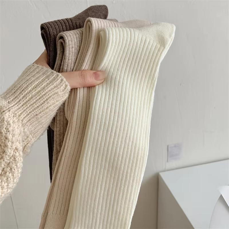 Retro Damenstrümpfe Neue Mode Herbst Lässig Einfarbig Japanischer Stil Warme Socken für Frau Weiche Winter Kniestrümpfe Lang