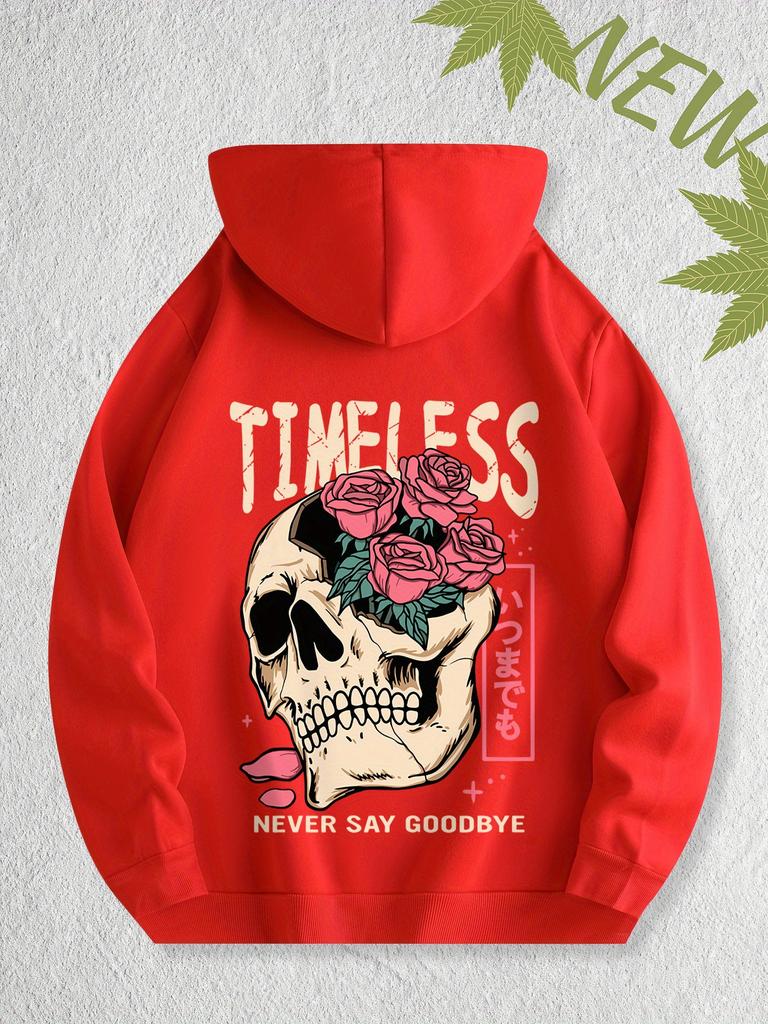 The 2025 Autumn New Men's Casual Hooded Shirt Features a Retro Print of Skull and Rose Patterns On Eco-friendly Fabric
