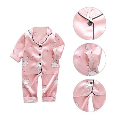 Autumn Baby Kids Girls Boys Long Sleeve Cartoon Rabbit Blouse+Pants Pajamas Sleepwear Set