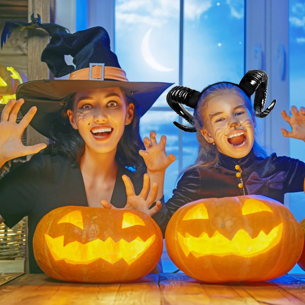 Black Demon Horn Pokrývka hlavy Pokrývka hlavy Cosplay Gotický Zvířecí Ovečka Ďábel Rohy Čelenka Kostýmy na Halloween Karneval Party Kostýmy