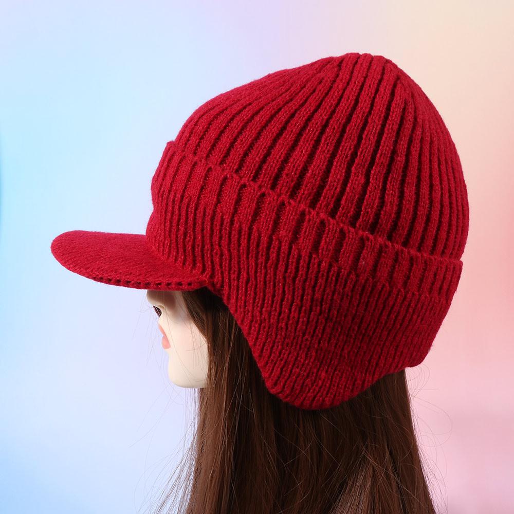 Warm Ear Protector Cap Windproof Knitted Peaked Hat Cover Head Baseball Knitted Cap Protective Ear