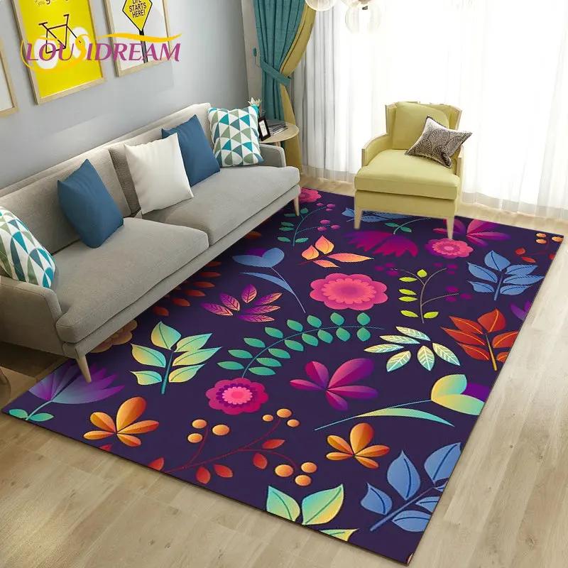 3D Mushroom Flower Plant Leaf Area Rug,Carpet Rug for Living Room Bedroom Sofa Doormat Decoration,Kitchen Non-slip Floor Mat