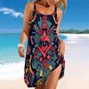 Women's Beach Dress Mini Dress  Retro Puzzle Print Casual Modern Dress Sleeveless Loose Fit Outdoor Daily Summer