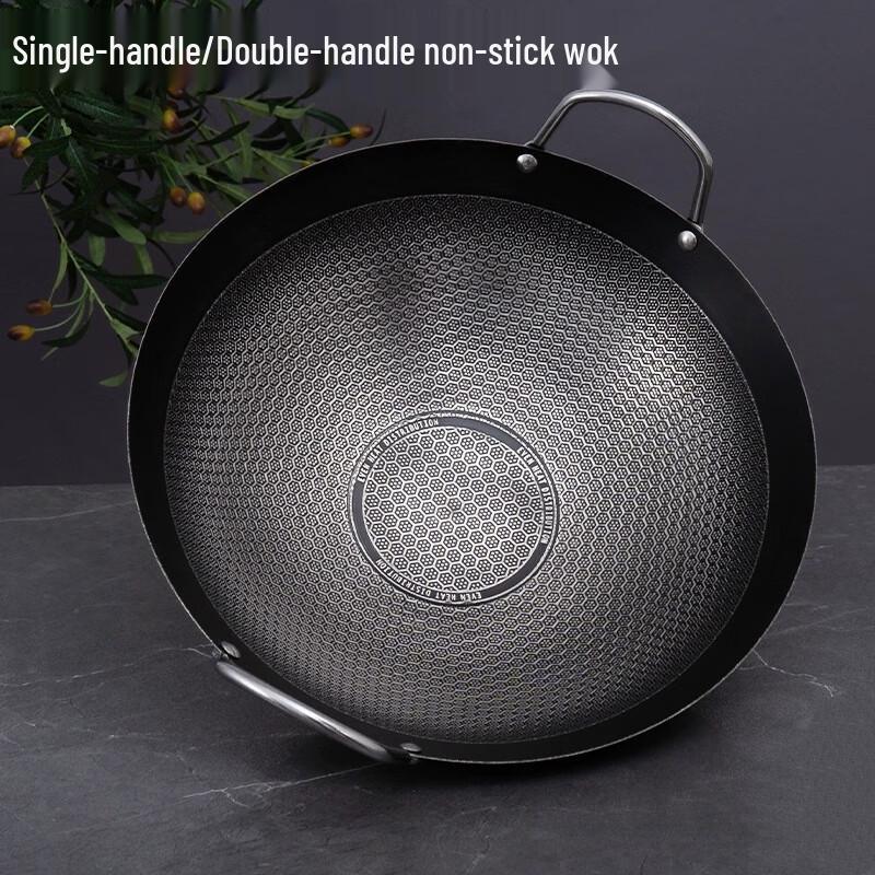 Lilang 47cm Stainless Steel Honeycomb Non-stick Wok