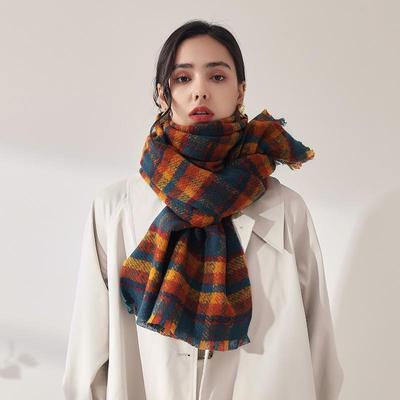 Sciarpa a Quadri alla Moda da Donna - Stile Coreano 2025 Caldo Finto Cashmere Sciarpa Autunno/Inverno