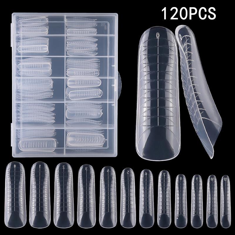 120-Piece Crystal Nail Extension Kit with Scale Molds, No Paper Tray Model 22#