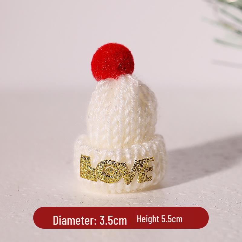 Mini Red Woolen Christmas Hat Hair Clip - Cute Dress-Up Accessory for Wine Bottles