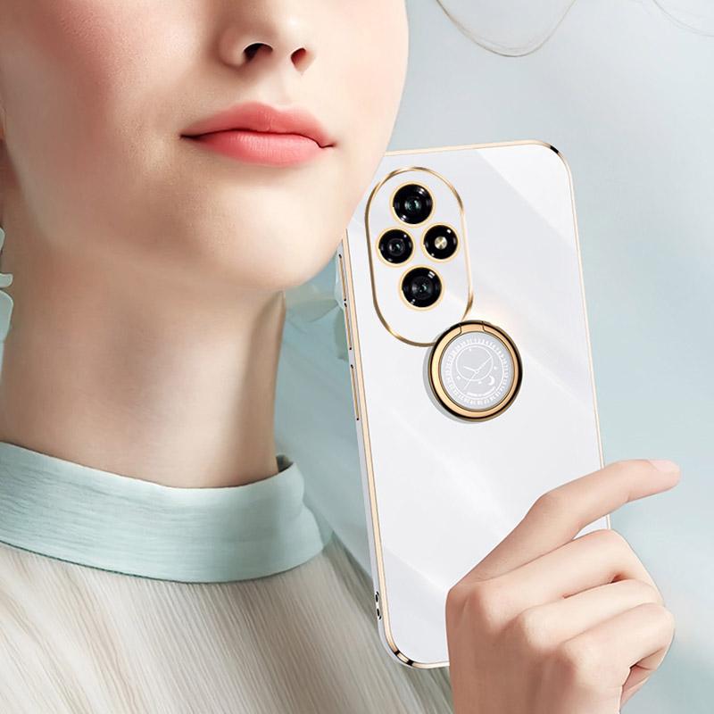 XINLI Pro Honor 200 5G Pouzdro Držák prstenu Stojánek Elektroplating Měkký TPU Kryt