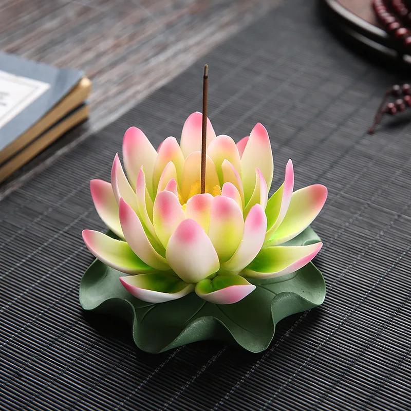 Y Ceramic Handicraft Stick Incense Burners Simulation Lotus Incense Holder Ornaments Zen Aromatherapy Tea Office Spiritual Decor