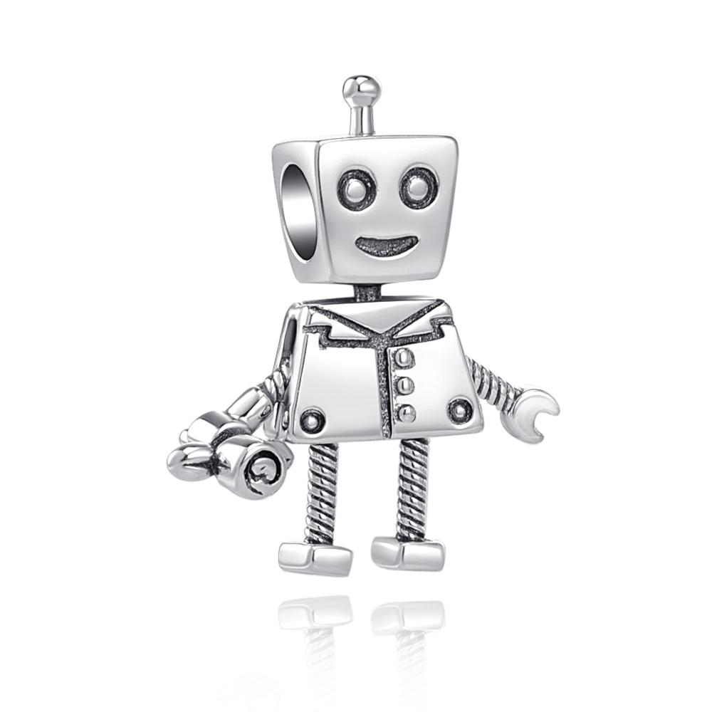 New Copper Robot Radio Biological Mirror Glass Crystal Ball Fine Charm Beads Fit For Original Bracelets Diy Women'S Jewelry