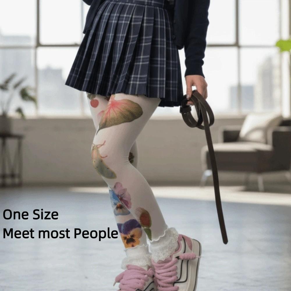 Japanese Style Flower Printed Pantyhose Y2K Anime Sexy Stockings Leggings Slim Silk Velvet Long Tights Sexy Lingerie New Year