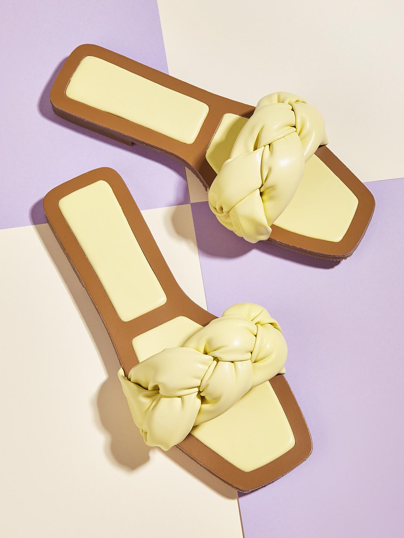 

Новейшие популярные женские тапочки летние на открытом воздухе винтажные фиолетовые туфли с квадратным носком на плоской подошве повседневные пляжные шлепанцы Shoeskf65 41 жёлтый