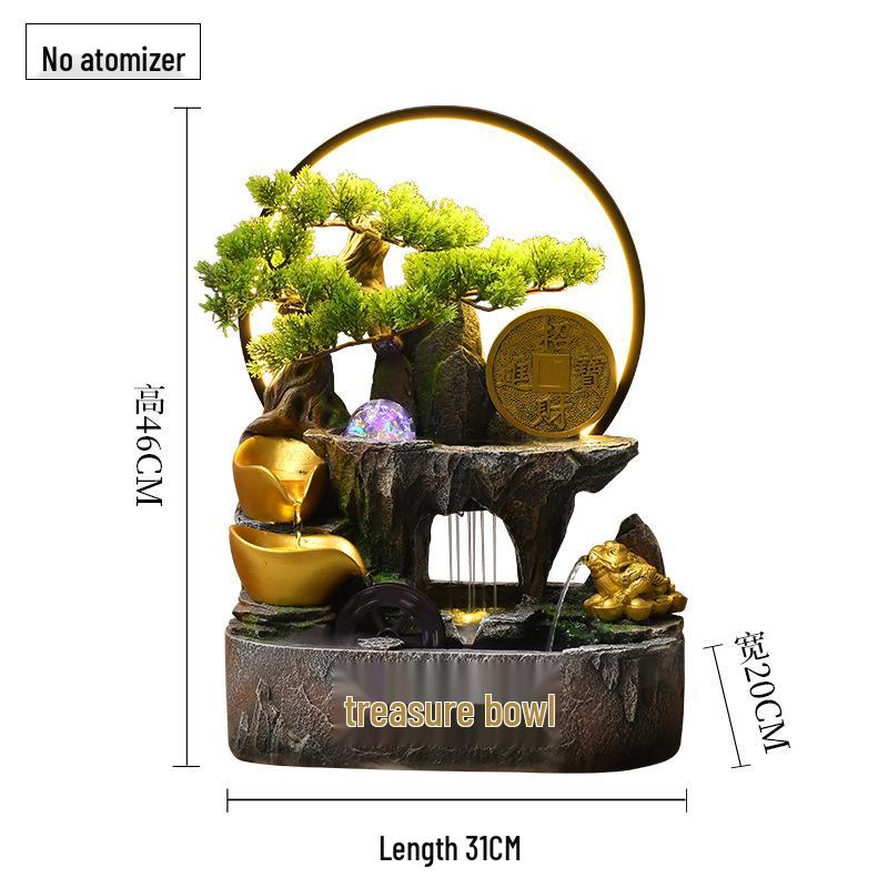 Rockery Water Fountain Feng Shui Wheel for Living Room, TV Cabinet, Office Tabletop