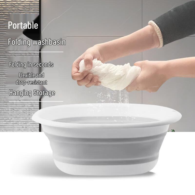 Portable Folding Wash Basin for Laundry and Face - Compact Water Basin for Students, Dorms, Hospitals, and Travel