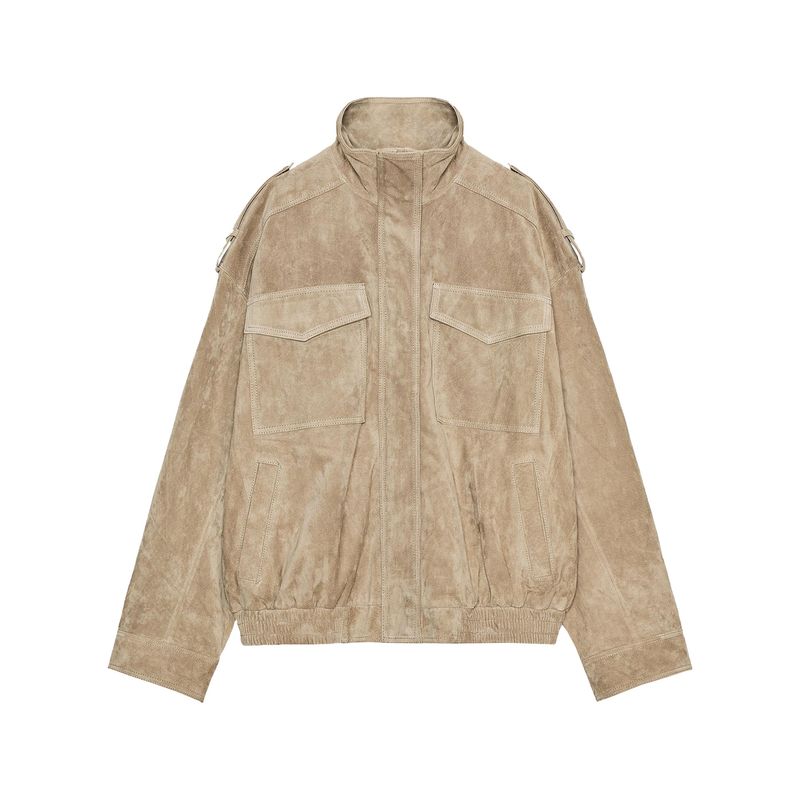 Zaprha 2025 Autumn New All-Match Suede Texture Shoulder Strap Long sleeve Leather Outerwear 4341770