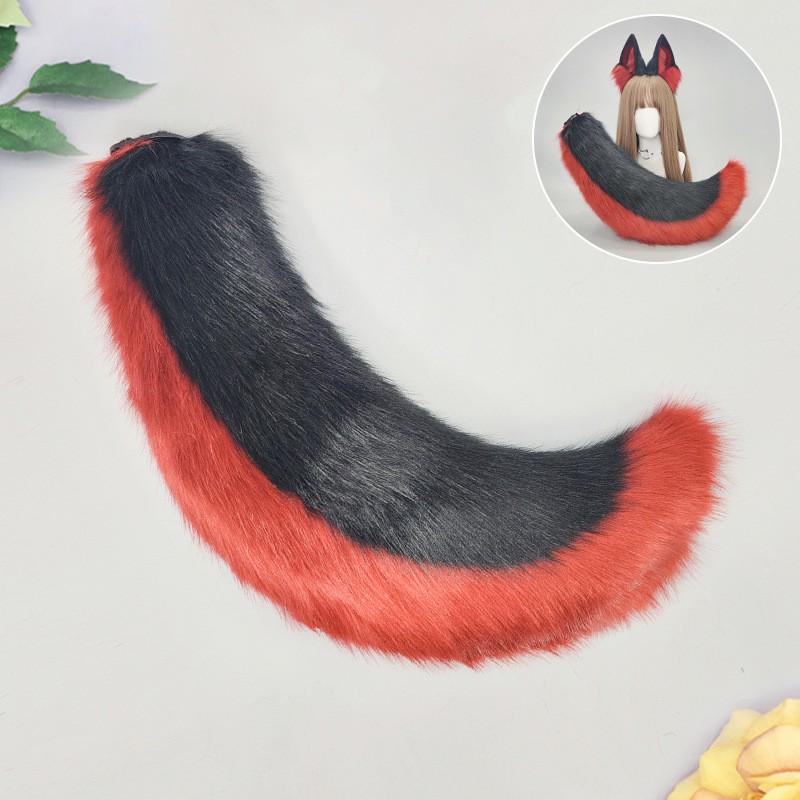 Handmade Cosplay Wolf Ears Headband Tail Set Adults Anime Costume Accessory Black Themed