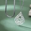 LIKGREAT Lotus Pendant Necklace Lotus Flower Double Layer Choker Stainless Steel Buddhist Yoga Meditation Jewelry Gift for Women