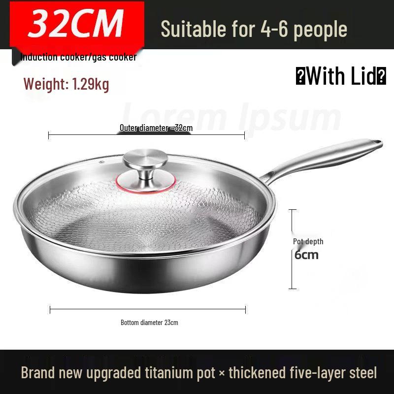 Premium Titanium Non-stick Hammered Frying Pan with Steel Layer, Ideal for Steaks, Flat-Bottomed Design