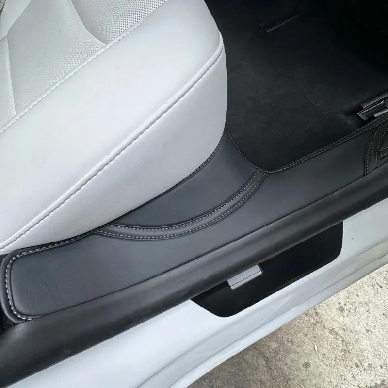 For Tesla New Model 3 Highland 2025 Front Rear Door Sill Pad Door Welcome Pedal Threshold Strip Nappa Leather Car Accessories