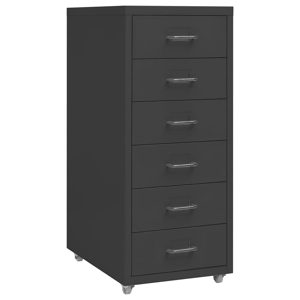 Aktenschrank mit Rollen Anthrazit 28 x 41 x 69 cm Metall