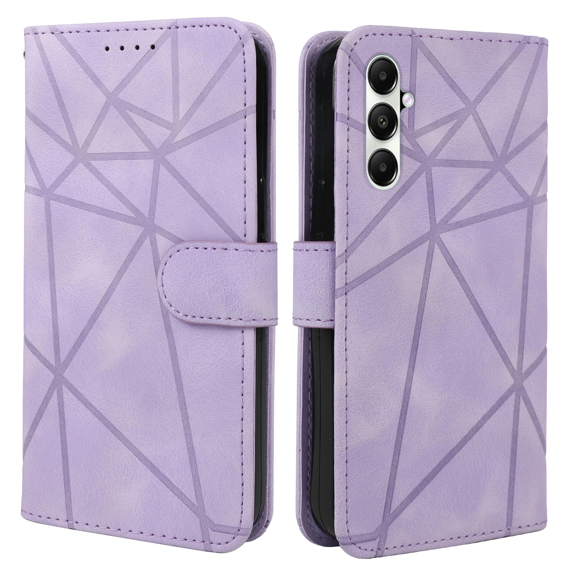 

For Samsung Galaxy S25/S24 Stand Case Line Pattern Leather Phone Cover Purple