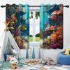 2Pcs Underwater World Pattern Blackout Curtains Coral Fish Window Drapes Thermal Insulated Children Bedroom Living Room Decor