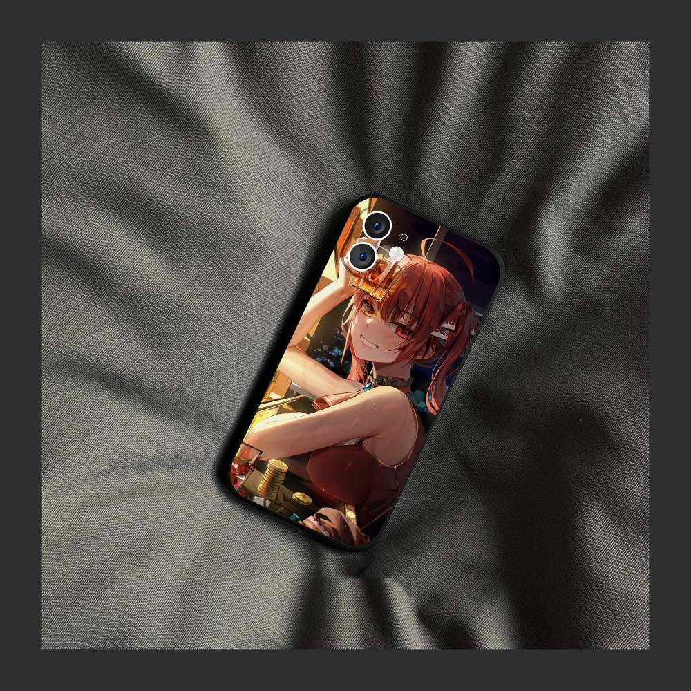 Houshou Marine Anime H-hololive Phone Case For IPhone 17 Air 16 15 14 13 Pro Max 11 12 Black Silicone Cover