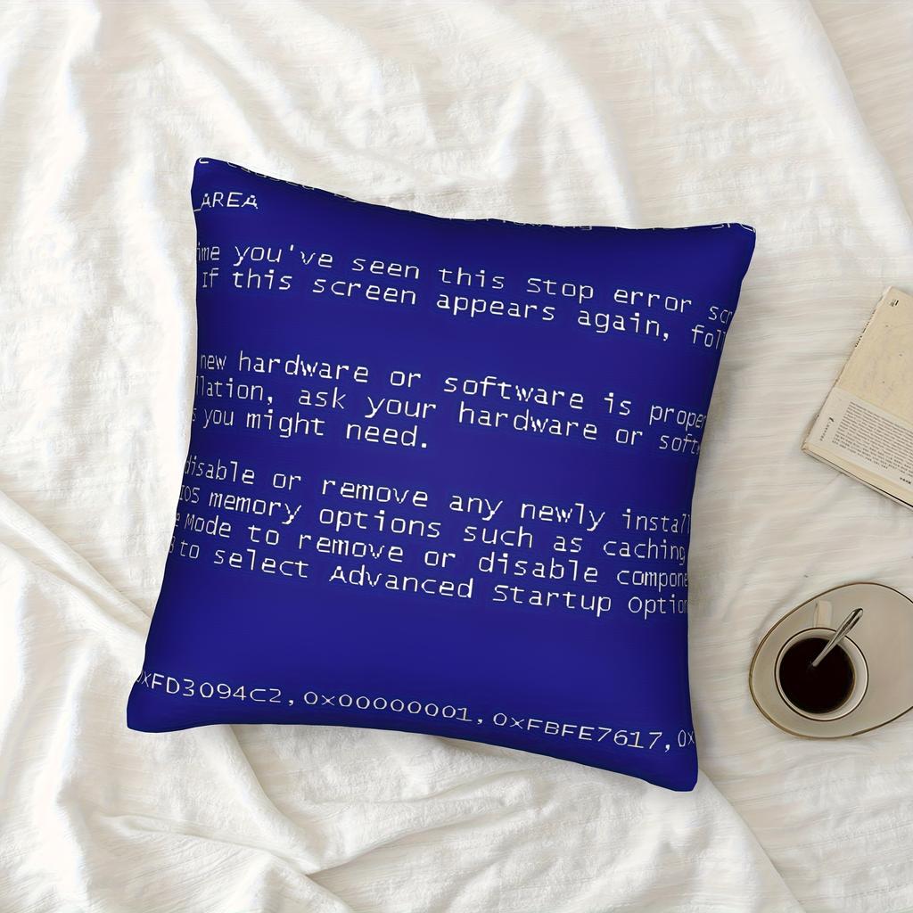 PC Windows XP Blue Screen of Death BSOD Funny Geek Pillow Cover for Living Room Bedroom Office Decor (Pillow Core Not Included)