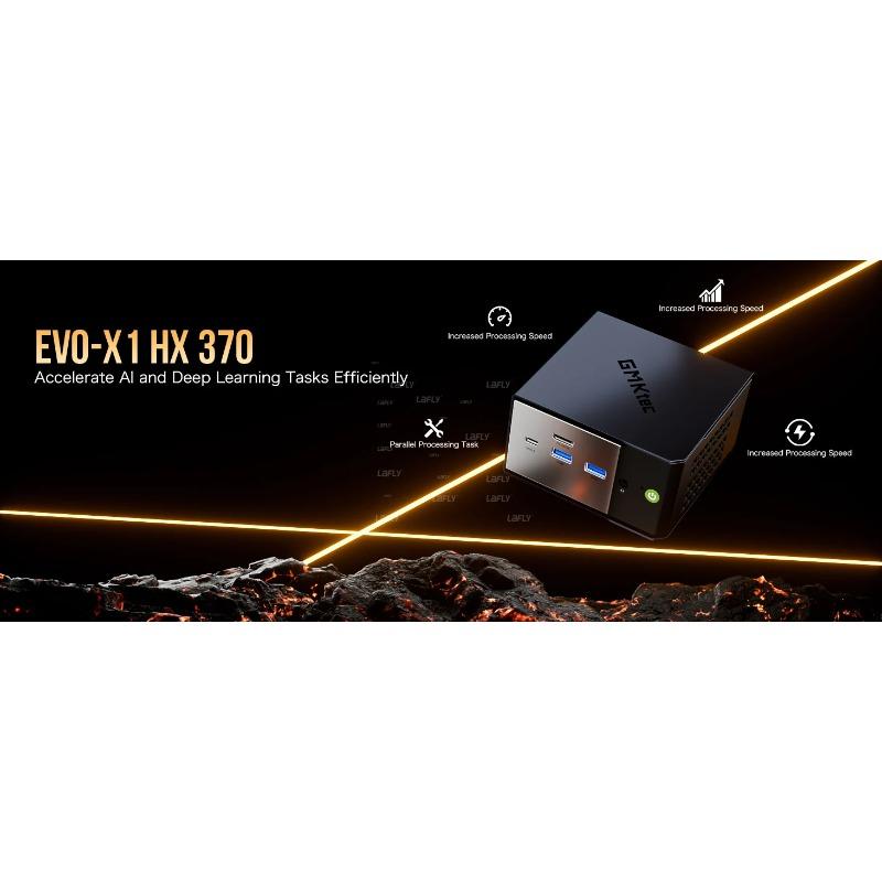 GMKtec EVO-X1 AMD Ryzen AI 9 HX370 Mini PC 12 jader 24 vláken 32 GB LPDDR5 1TB SSD Herní počítač s AMD XDNA 2 NPU Mini PC