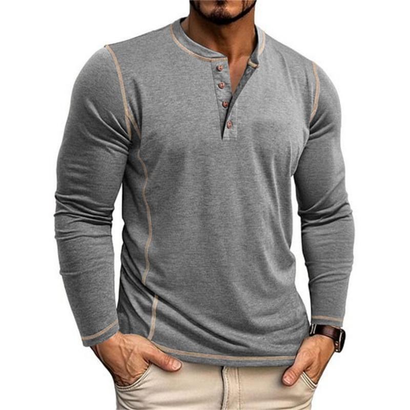 Men S Long Sleeve Henley T Shirt Casual Top