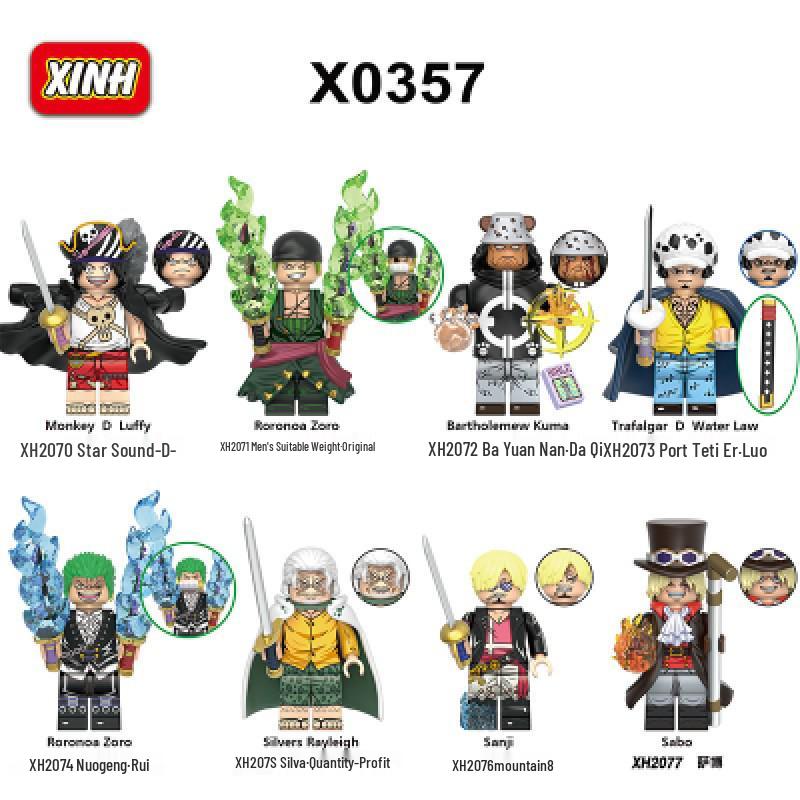 X0357 One Piece Zoro, Kuma, Sanji Minifigure Building Blocks